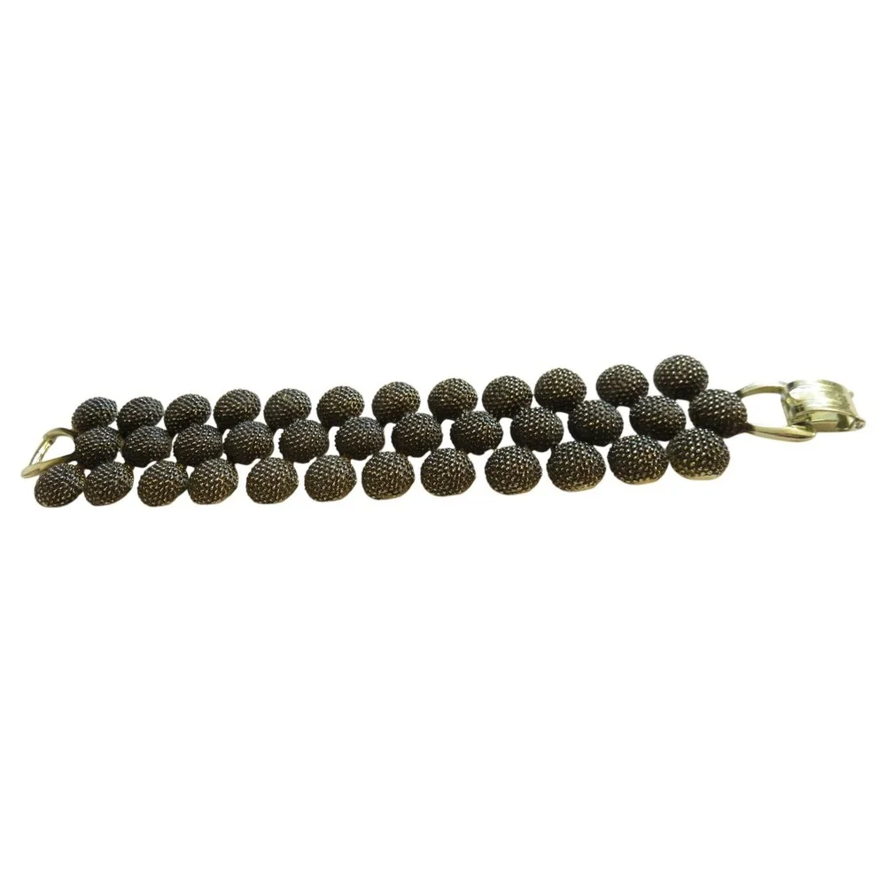 Vintage Gold‎ Tone Textured Half Bead Bracelet Women Fashion Jewelry